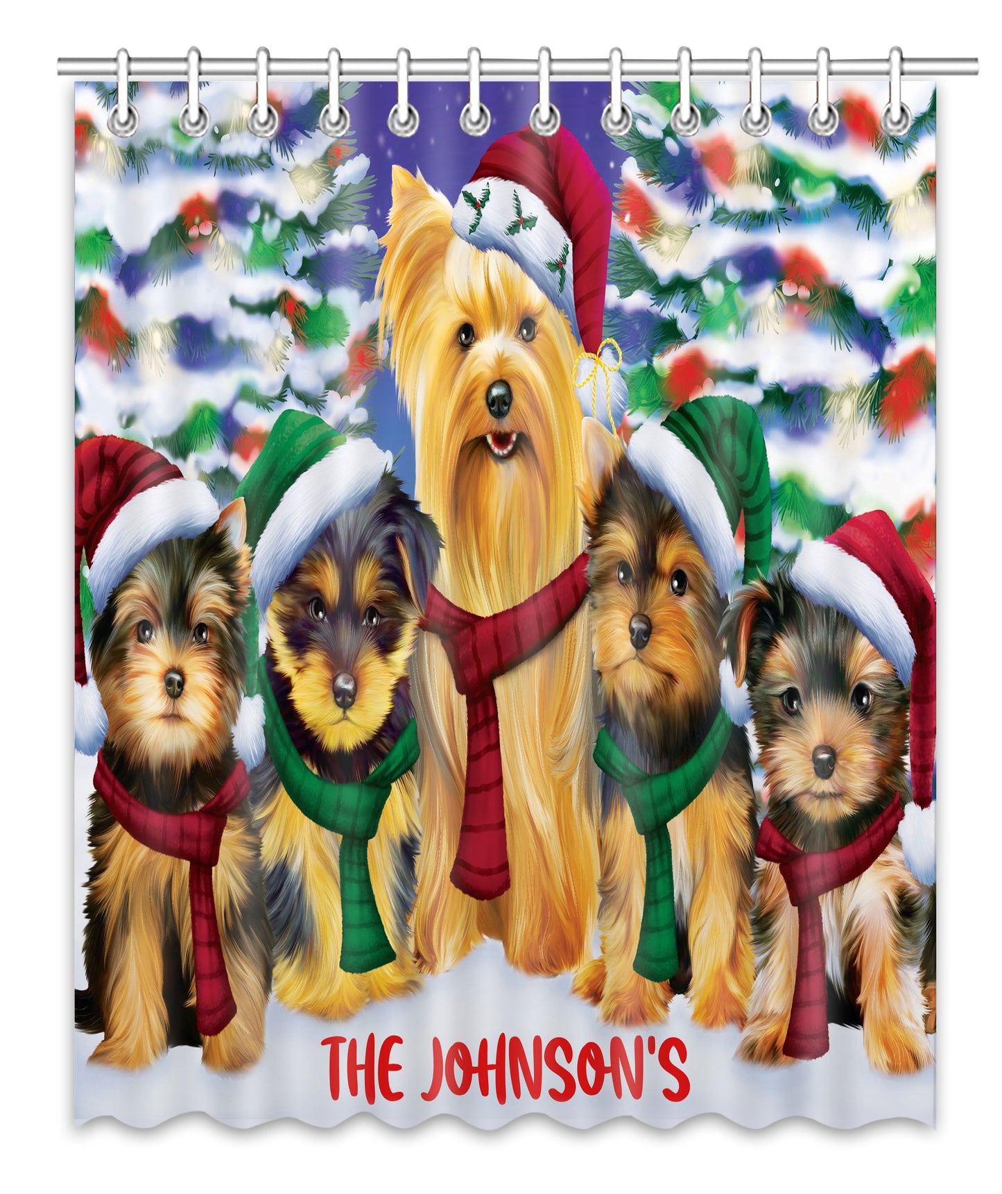 Personalized Christmas Family Portrait Shower Curtain