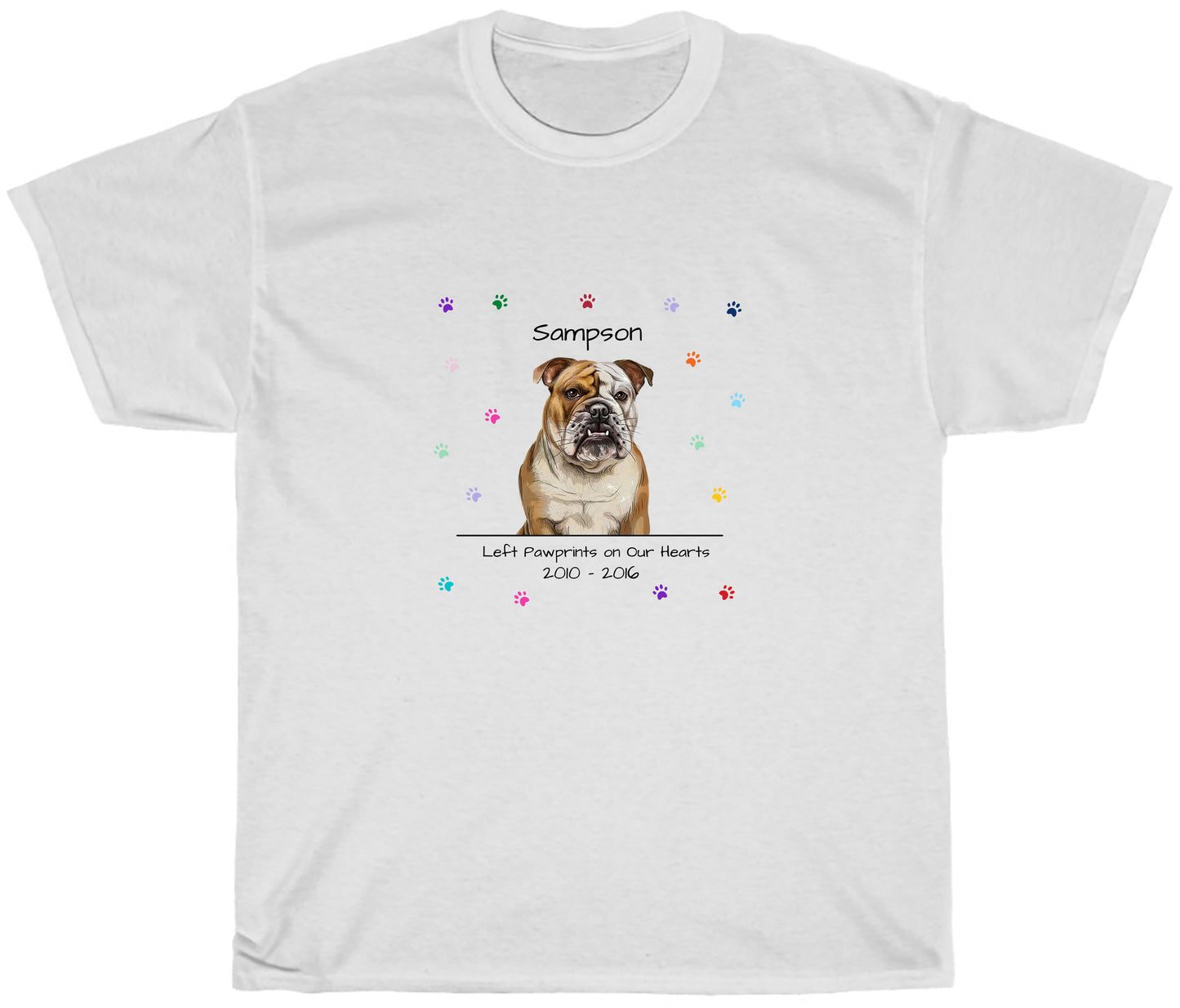 Personalized Dog Cat Pets Rainbow Pawprint Memorial Women's Cotton T-Shirt
