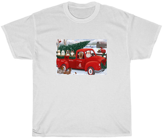 Personalized Express Red Truck Dog Cat Pets T-shirt 1 to 5 Pets