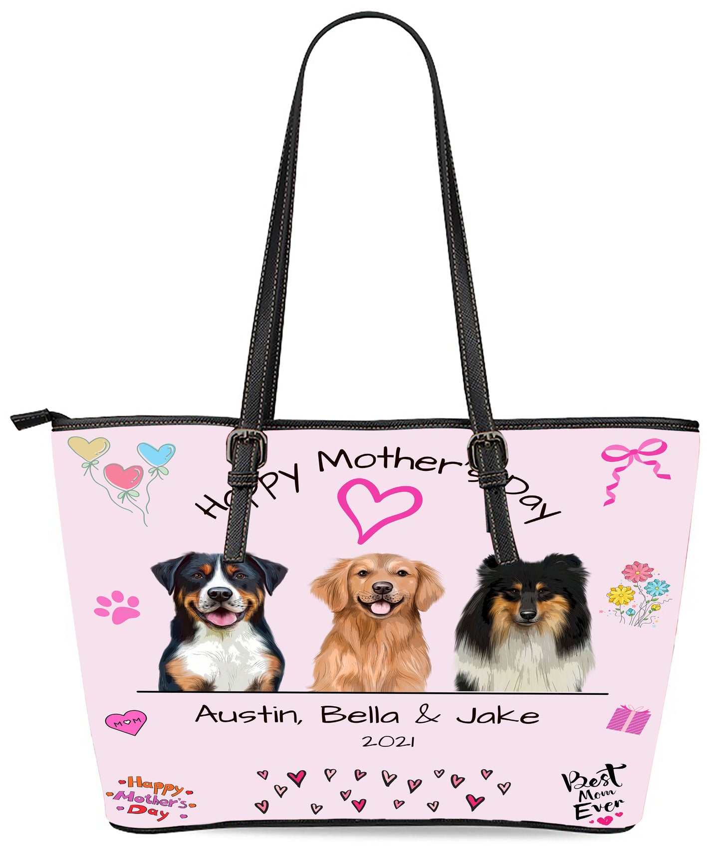 Personalized Happy Mother's Day Dog Cat Pet Euramerican Tote Bag