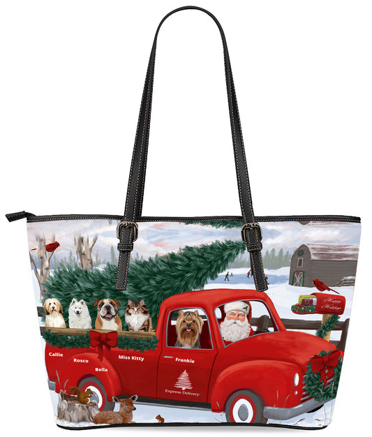 Personalized Express Red Truck Dog Cat Pets Euramerican Tote Bag 1-5 Pets