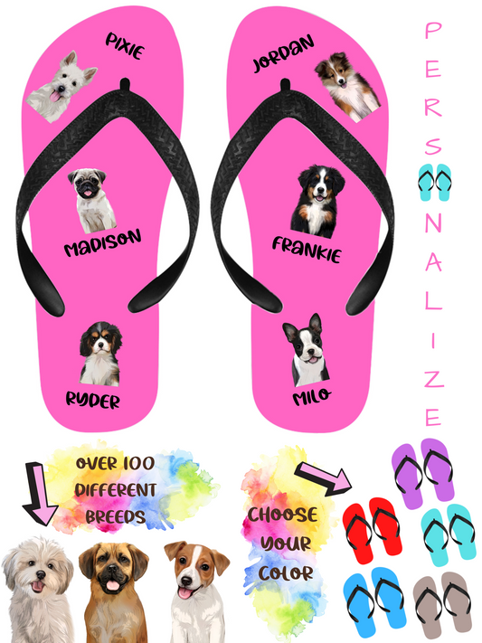 Personalized Women's Flip Flops upto 6 Pets