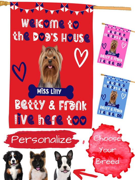 Personalized Welcome Dog House Dog Cat Pets House Flag