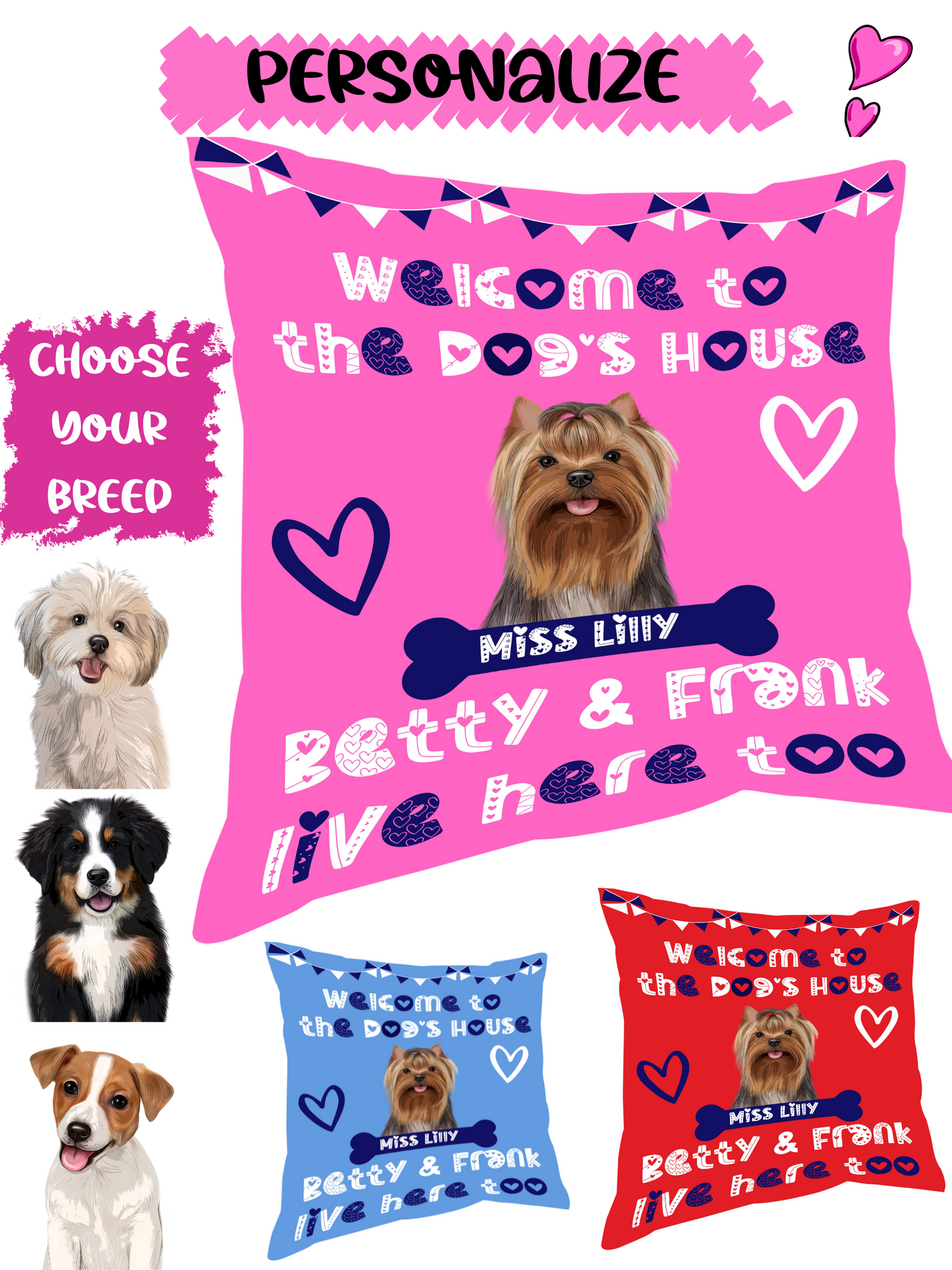 Personalized Welcome Dog House Dog Cat Pets Pillow