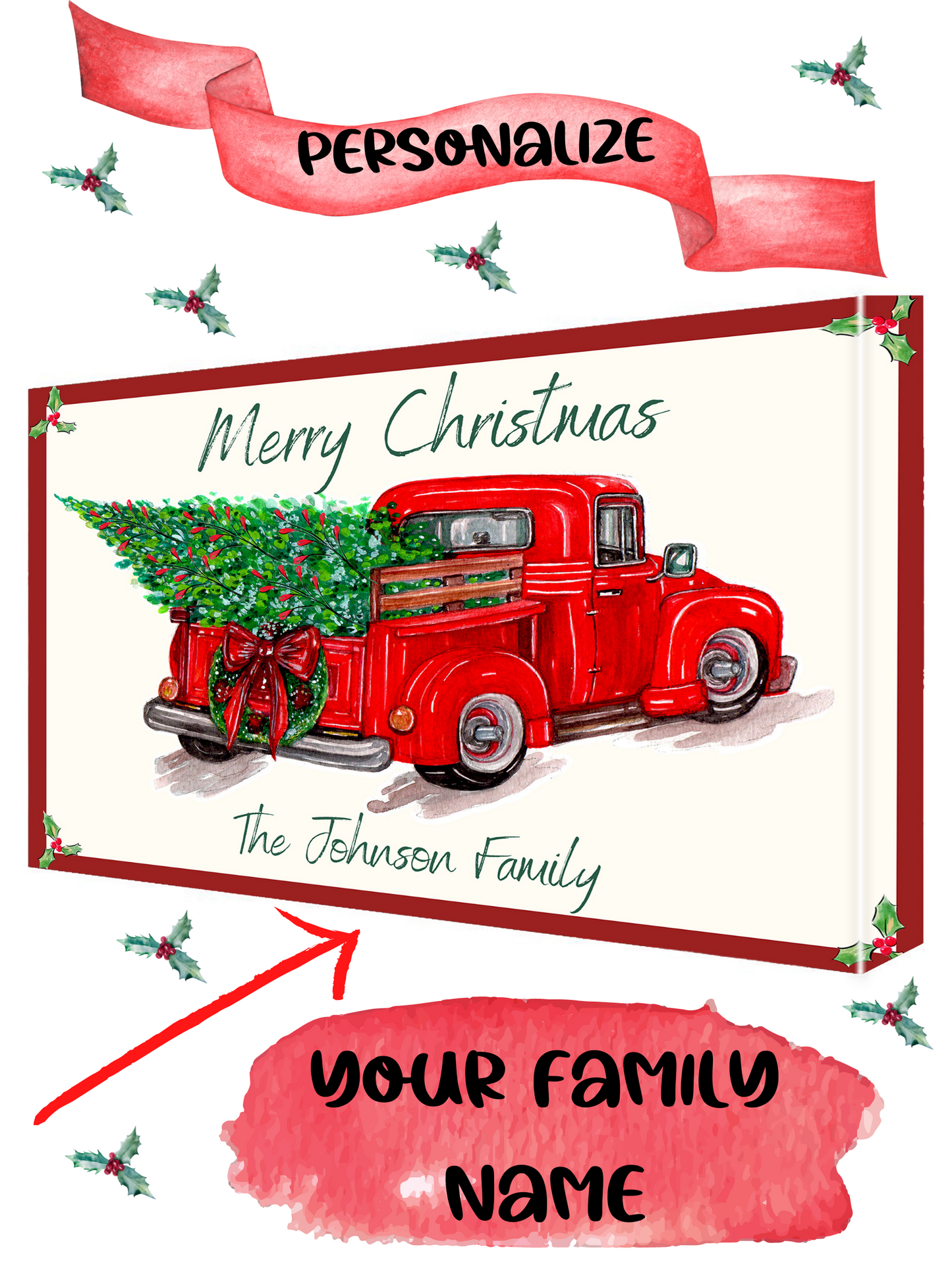 Personalized Christmas Card Canvas Print Wall Art Décor