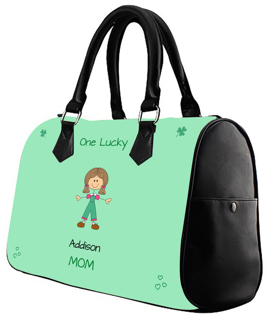 Personalized One Lucky Dog Cat Pets Grandma, Aunt, Mom, Wife or Sister Boston Handbag