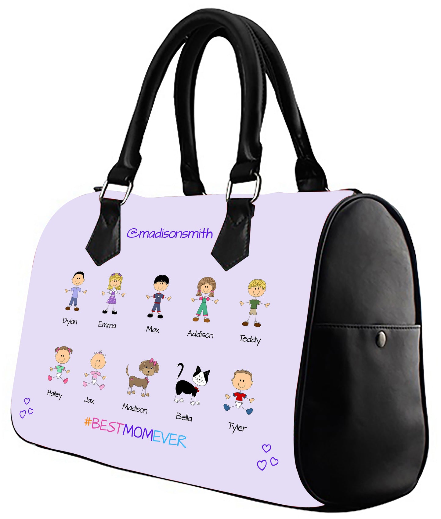Personalized Dog Cat Pets Best Ever Grandma, Aunt, Mom, Wife or Sister Boston Handbag