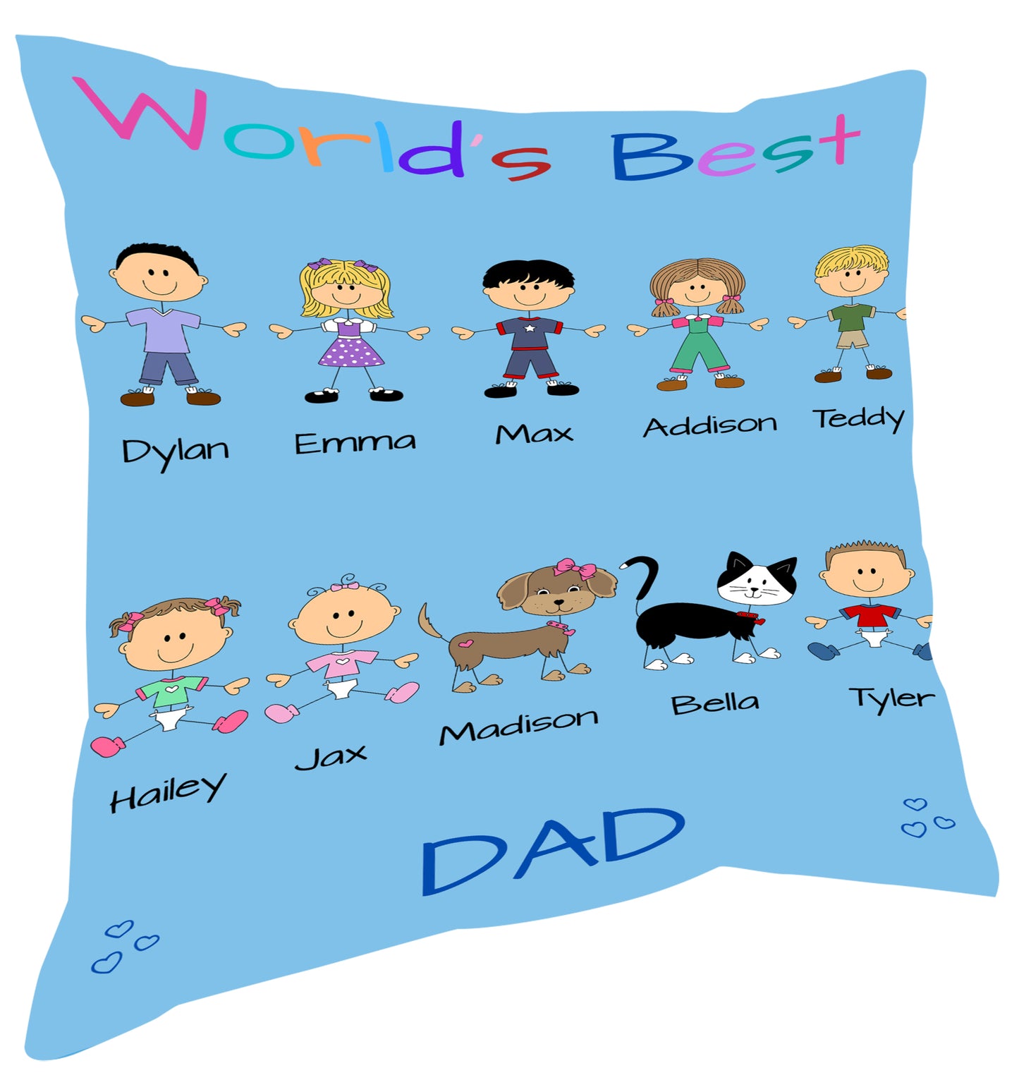 Personalized Dog Cat Pets World's Best Grandpa, Uncle, Dad, Husband or Brother Pillow