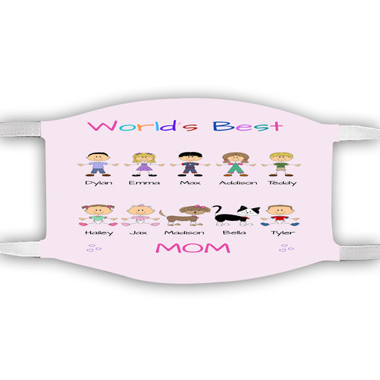 Personalized Dog Cat Pets World's Best Grandma, Aunt, Mom, Wife or Sister Face Mask