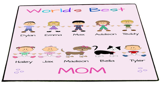 Personalized Dog Cat Pets World's Best Grandma, Aunt, Mom, Wife or Sister Floormat