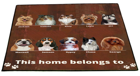 Personalized Rustic This Home Belongs To Dog Cat Pets Floormat 1 to 10 Pets