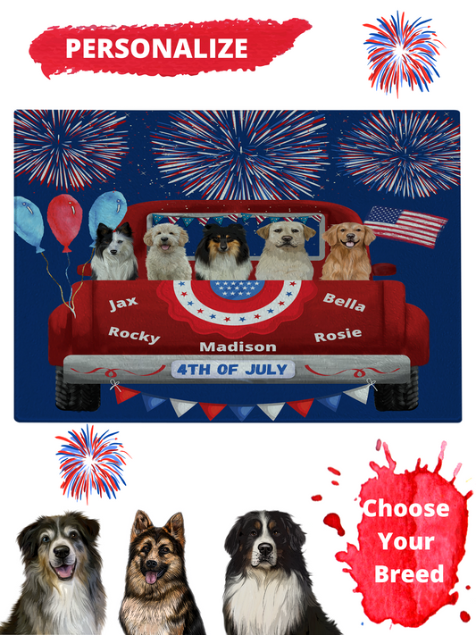 Personalized 4th of July Independence Dog Cat Pets Cutting Board 1 to 5 Pets