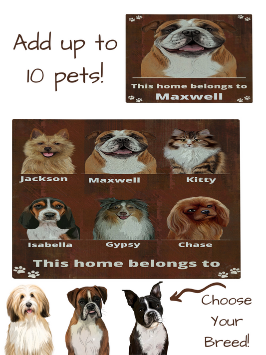 Personalized Rustic This Home Belongs To Dog Cat Pets Cutting Board 1 to 10 Pets