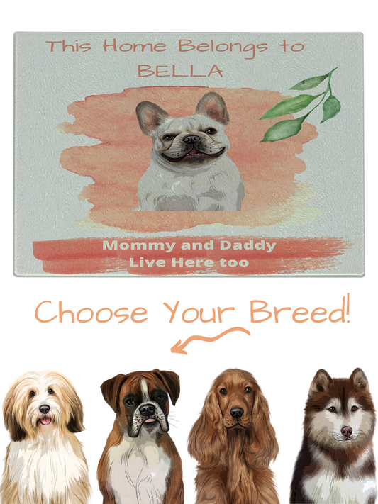 Personalized This Home Belongs To Dog Cat Pets Glass Cutting Board
