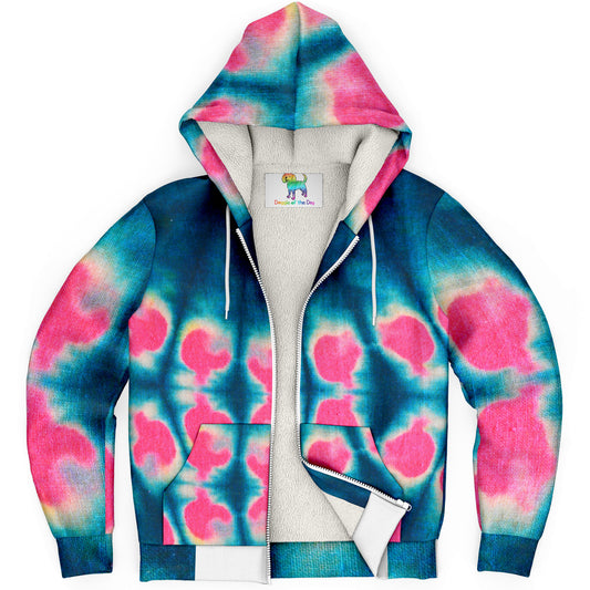 Personalized Grandma Dog Tie Dye Microfleece Zip-Up Hoddie Hooded Lined