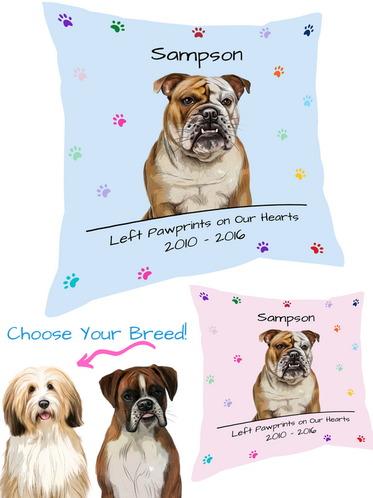 Personalized Rainbow Pawprint Memorial Pillow