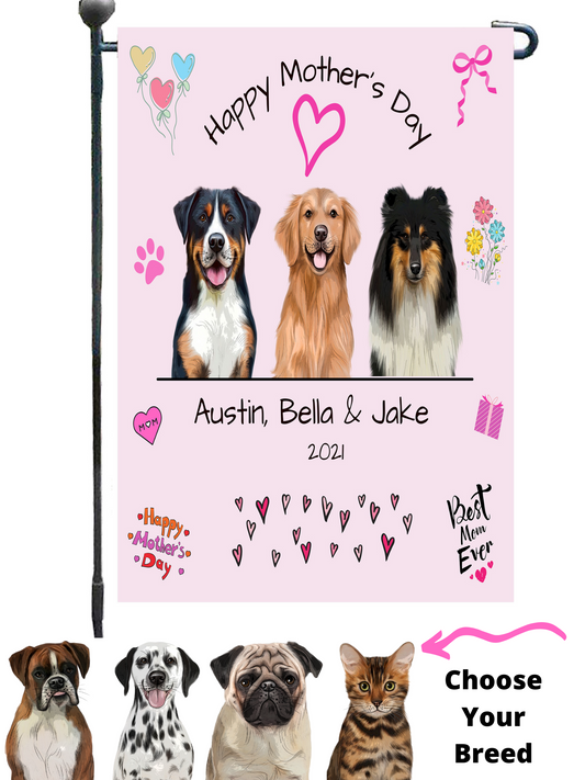 Personalized Happy Mother's Day Dog Cat Pets Garden Flag