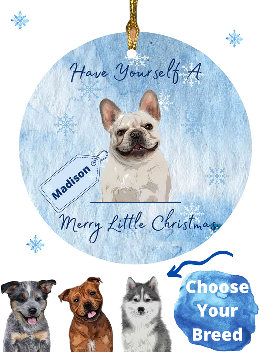 Personalized Have Yourself A Merry Little Christmas Dog Cat Pets Round Flat Christmas Tree Ornament