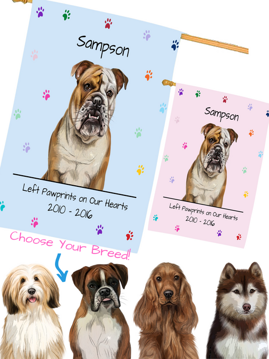 Personalized Rainbow Pawprint Dog Cat Memorial House Flag