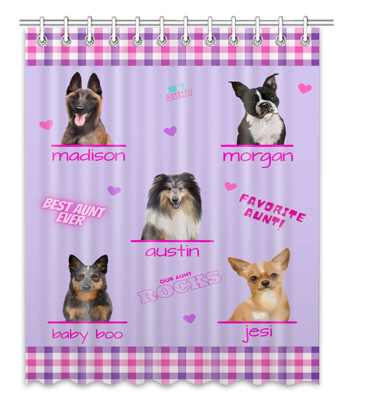 Personalized Favorite Aunt Dog Cat Pets Shower Curtain 1-5 Pets