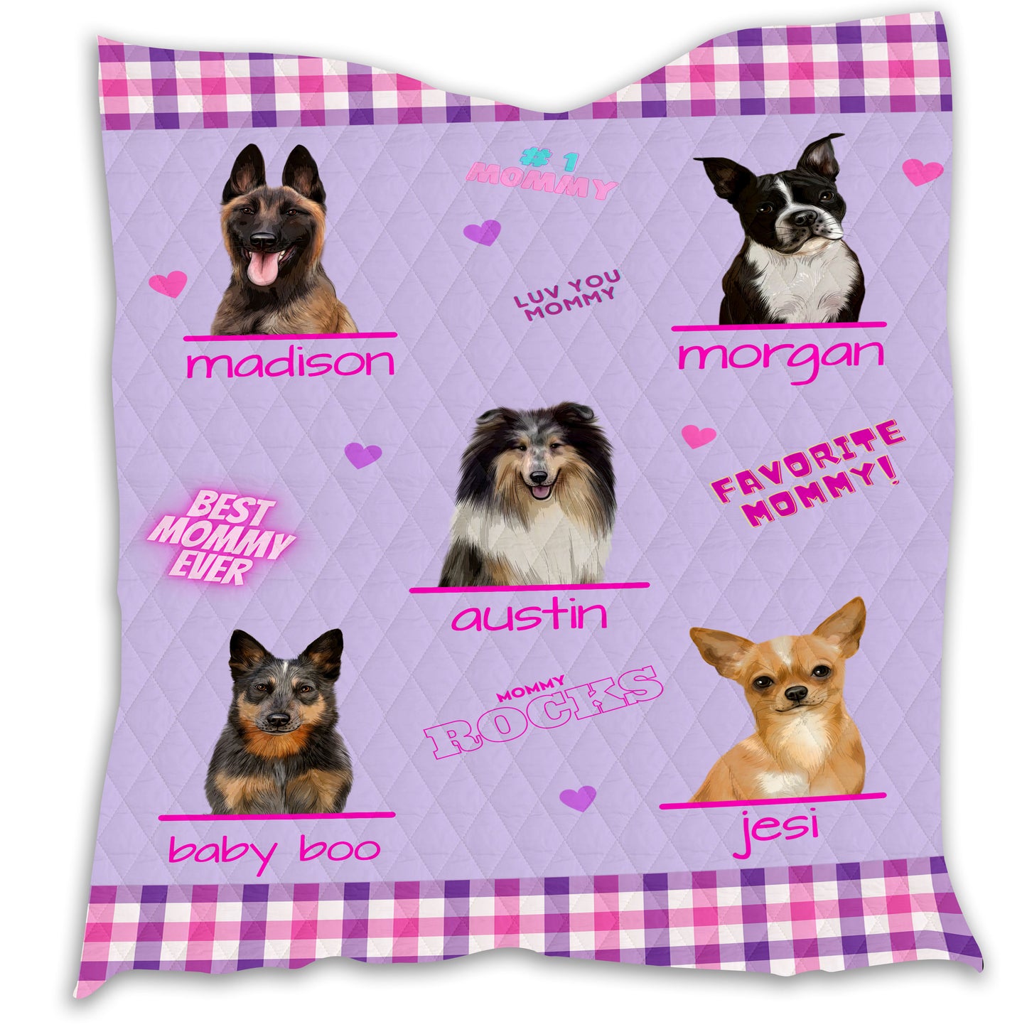 Personalized Favorite Mommy Dog Cat Pets Quilt 1-5 Pets