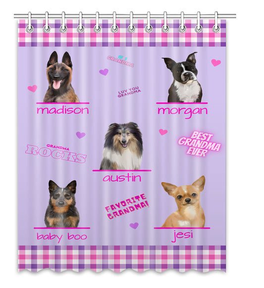 Personalized Favorite Grandma Dog Cat Pets Shower Curtain 1-5 Pets