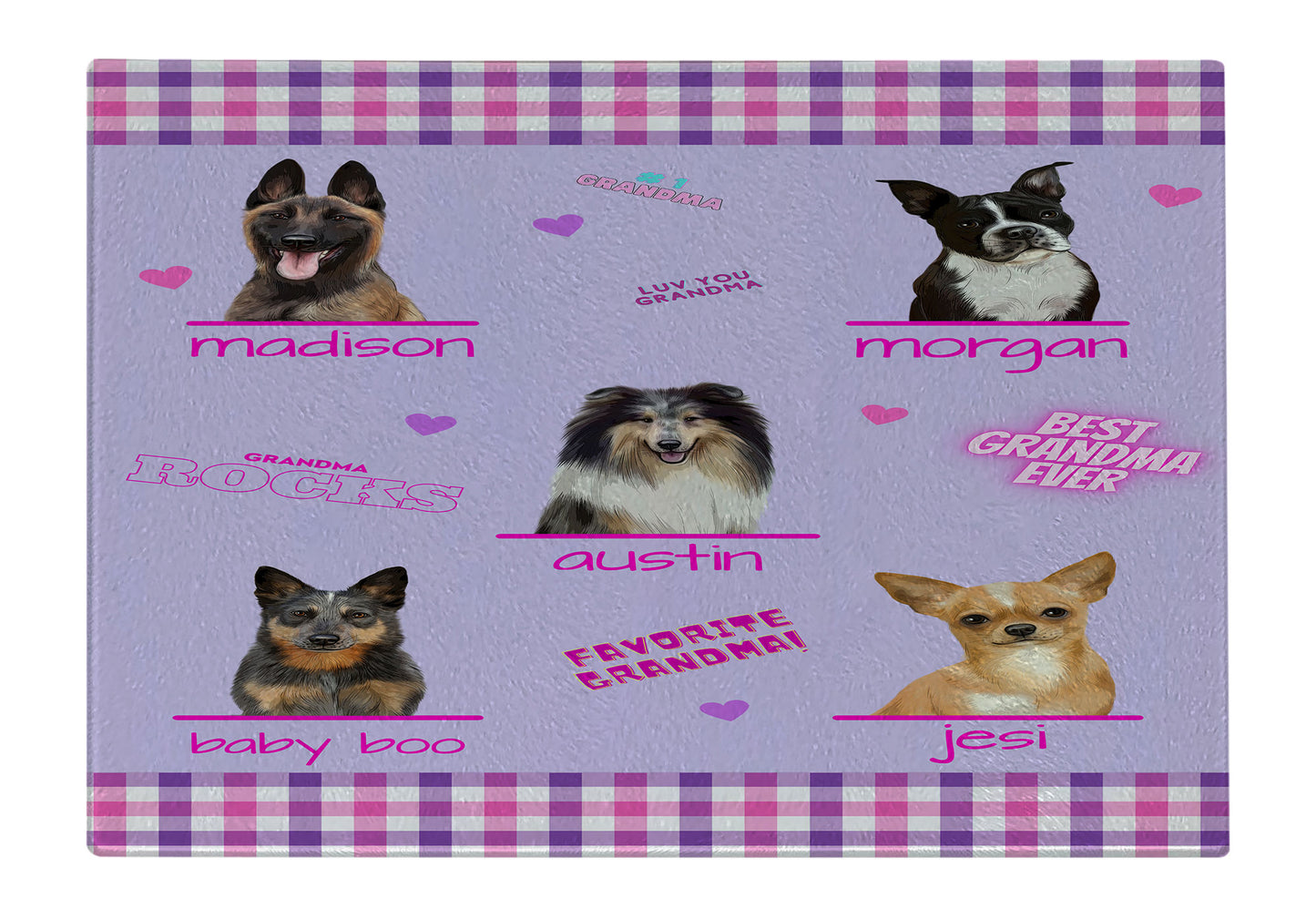 Personalized Favorite #1 Grandma Rocks Dog Cat Pets Glass Cutting Board