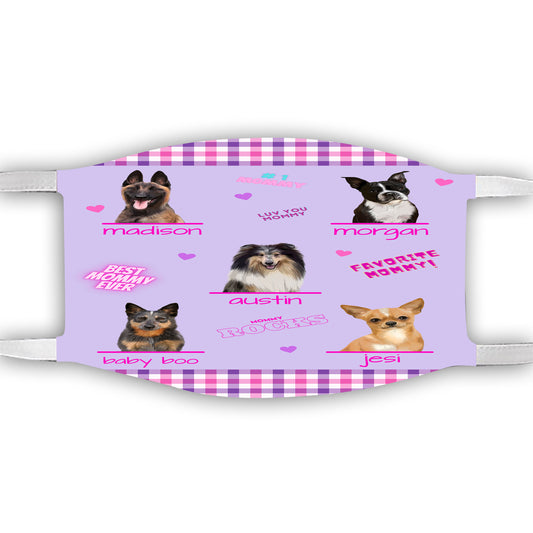 Personalized Favorite Mommy Dog Cat Pets Face Mask 1 to 5 Pets