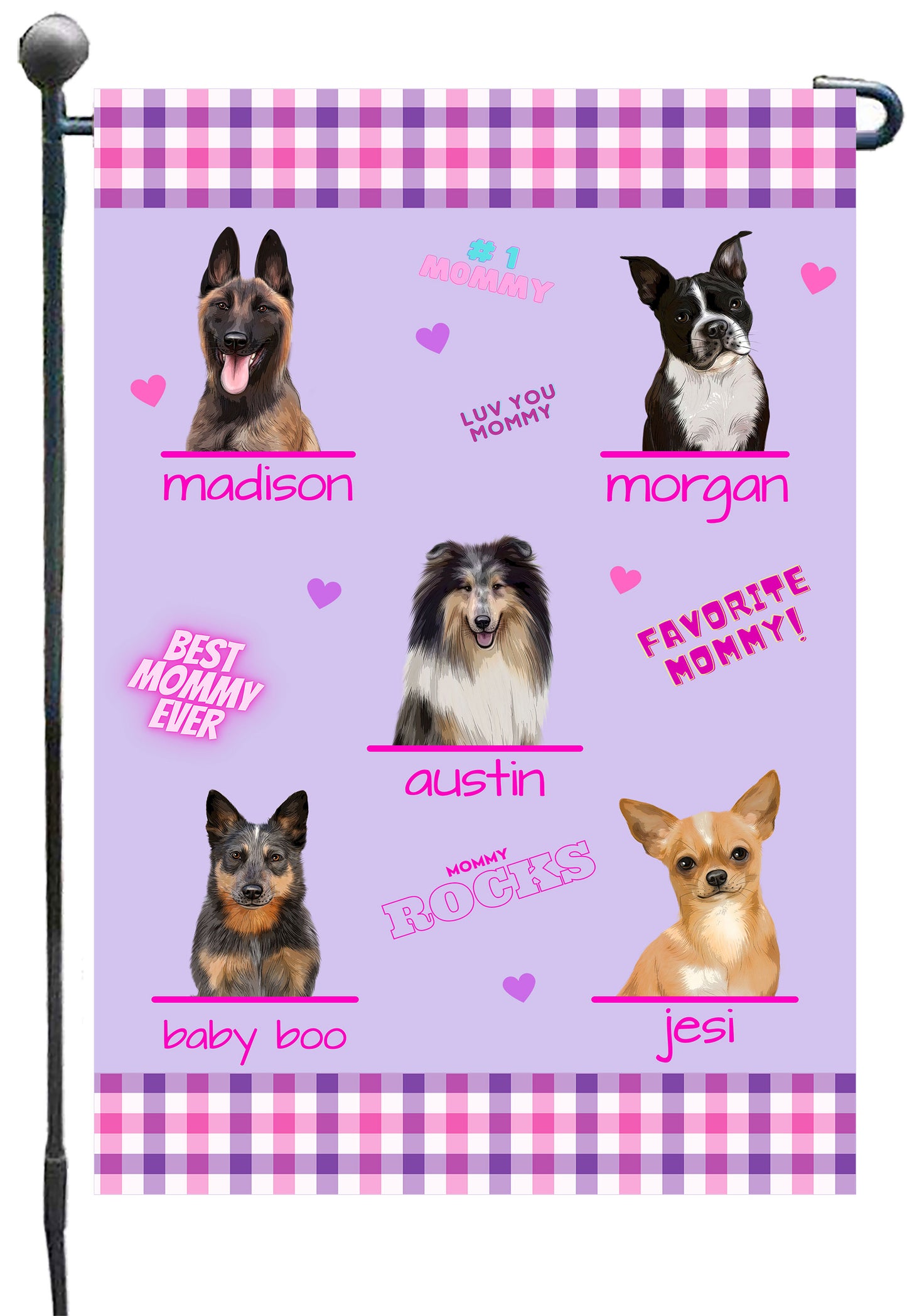 Personalized Favorite #1 Mom Rocks Dog Cat Pets Garden Flag