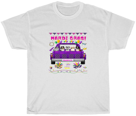 Personalized Mardi Gras Dog Cat Pets T-shirt 1 to 5 Pets