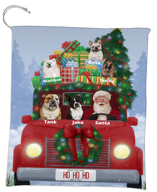 Personalized Merry Christmas Red Truck 2 Dog Cat Pets Gift Bag 1-5 Pets