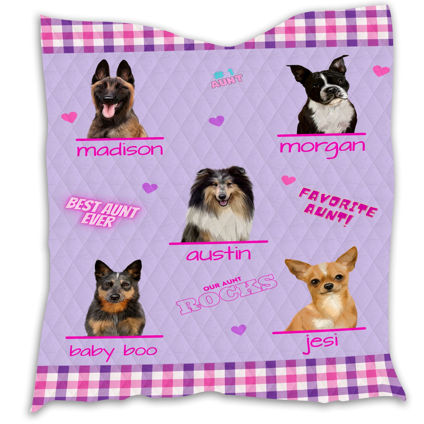 Personalized Favorite Aunt Dog Cat Pets Quilt 1-5 Pets