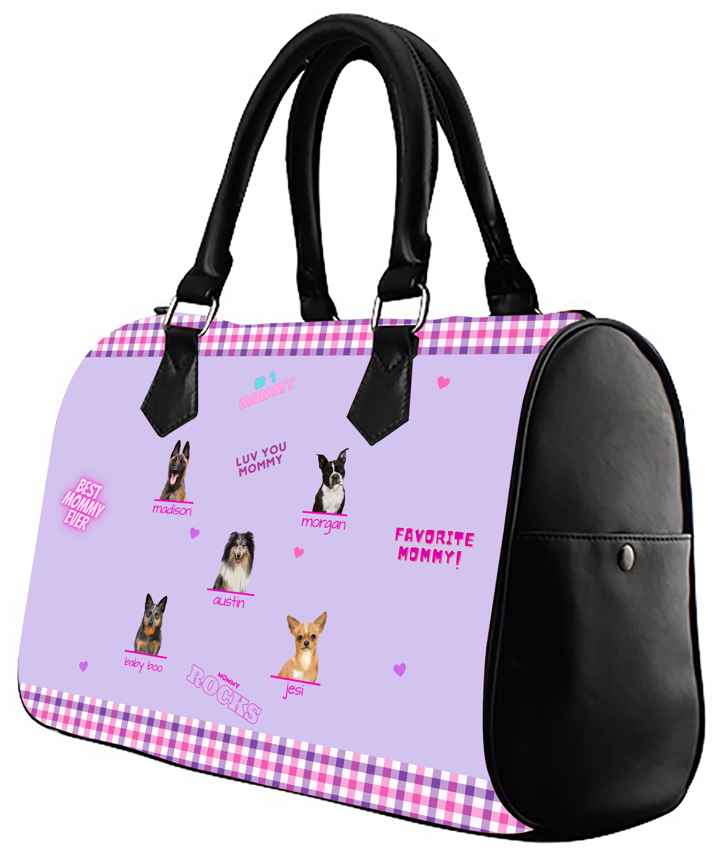 Personalized Favorite Mommy Dog Cat Pet Boston Handbag 1-5 Pets