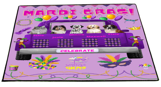 Personalized Mardi Gras Dog Cat Pets Floormat 1 to 5 Pets