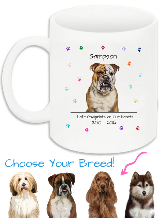 Personalized Rainbow Pawprint Memorial 11 OZ Coffee Mug