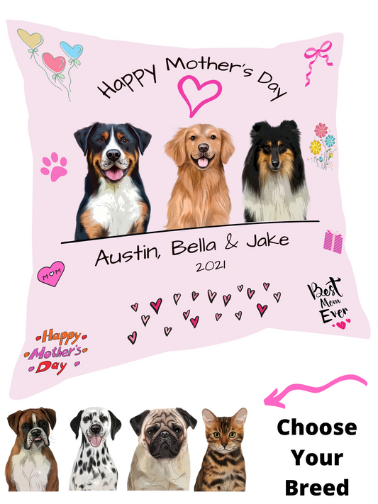Personalized Happy Mother's Day Dog Cat Pets Pillow