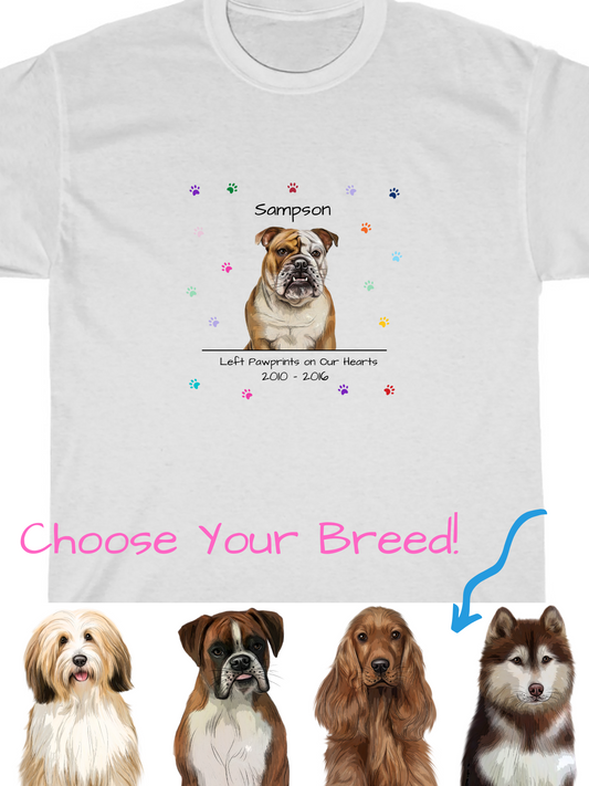 Personalized Dog Cat Pets Rainbow Pawprint Memorial Women's Cotton T-Shirt