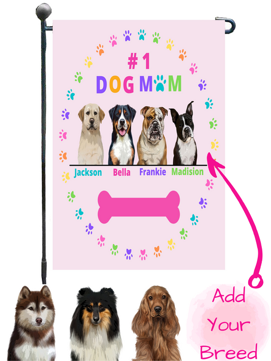 Personalized #1 MOM Dog Cat Pet Garden Flag 1 to 4 Pets