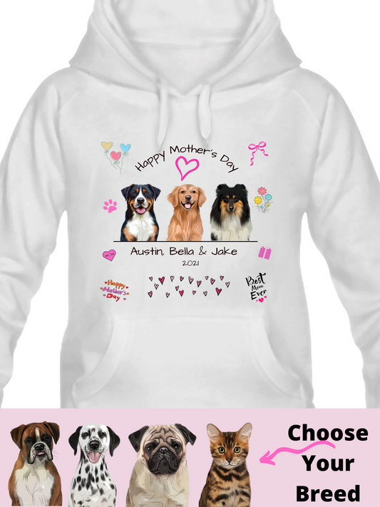 Personalized Happy Mother's Day Dog Cat Pets Men's & Women's Hoodie