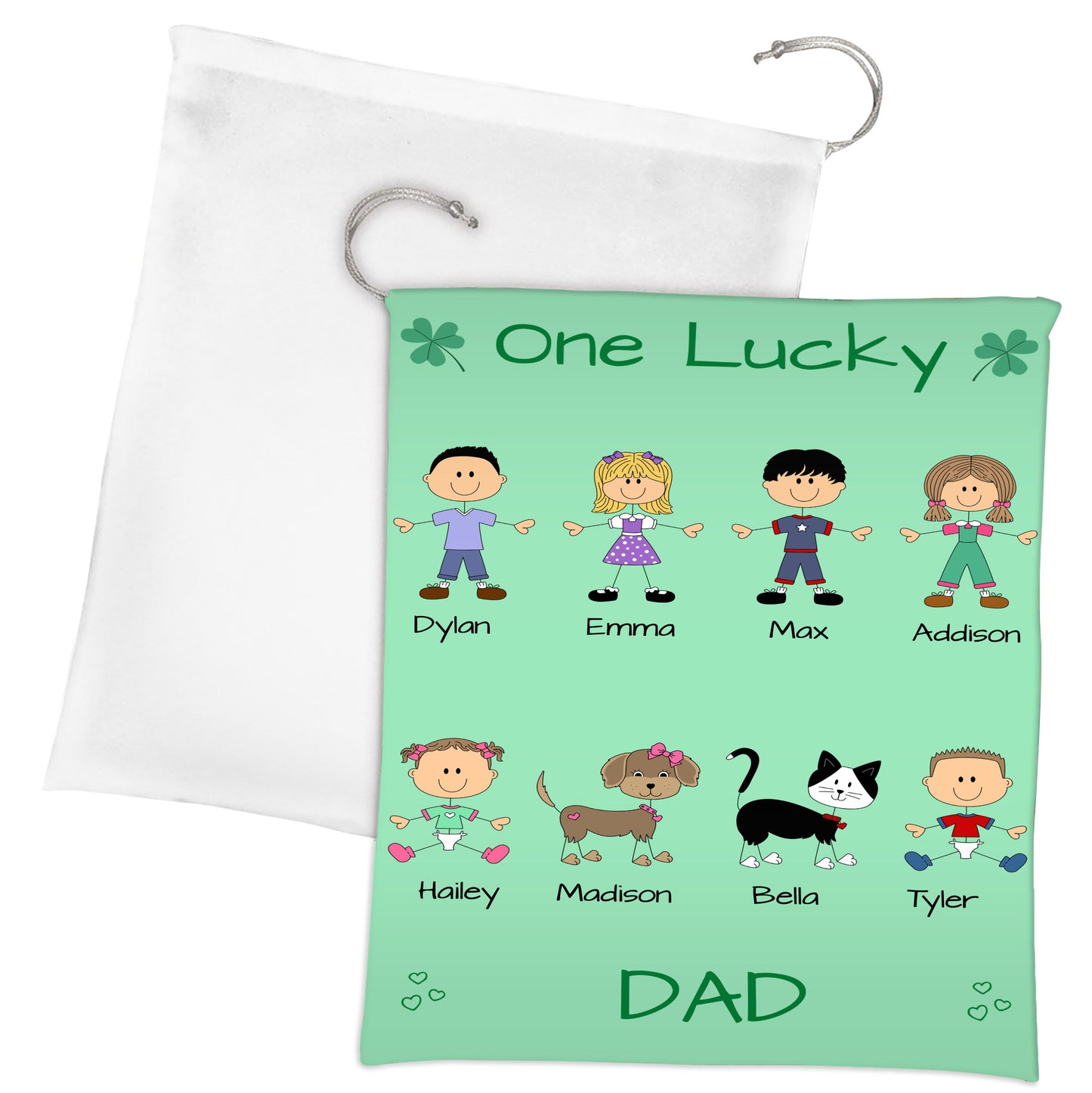 Personalized One Lucky Dog Cat Pets Grandpa, Uncle, Dad, Husband or Brother Gift Bag