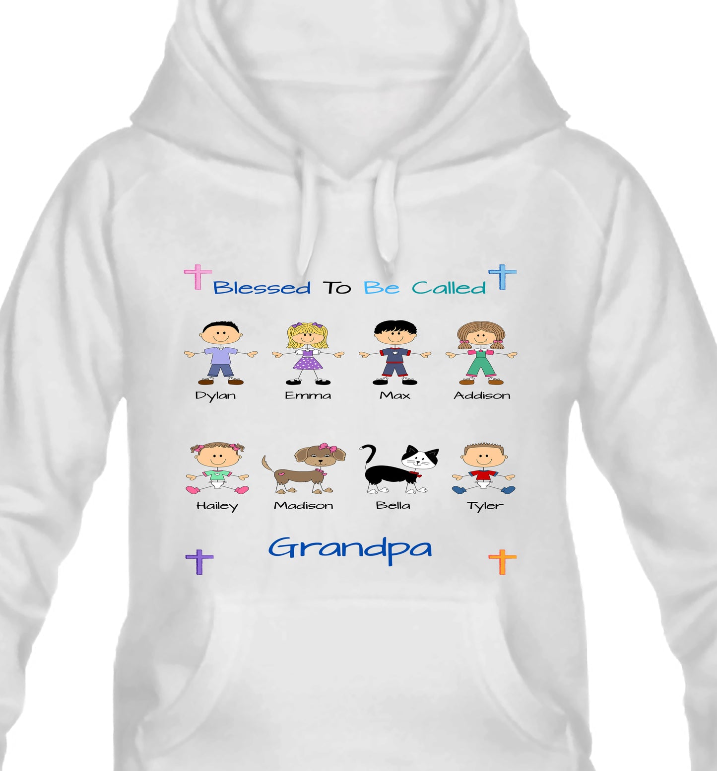 Personalized Blessed To Be Called Dog Cat Pets Grandpa, Uncle, Dad, Husband or Brother Men's & Women's Hoodie