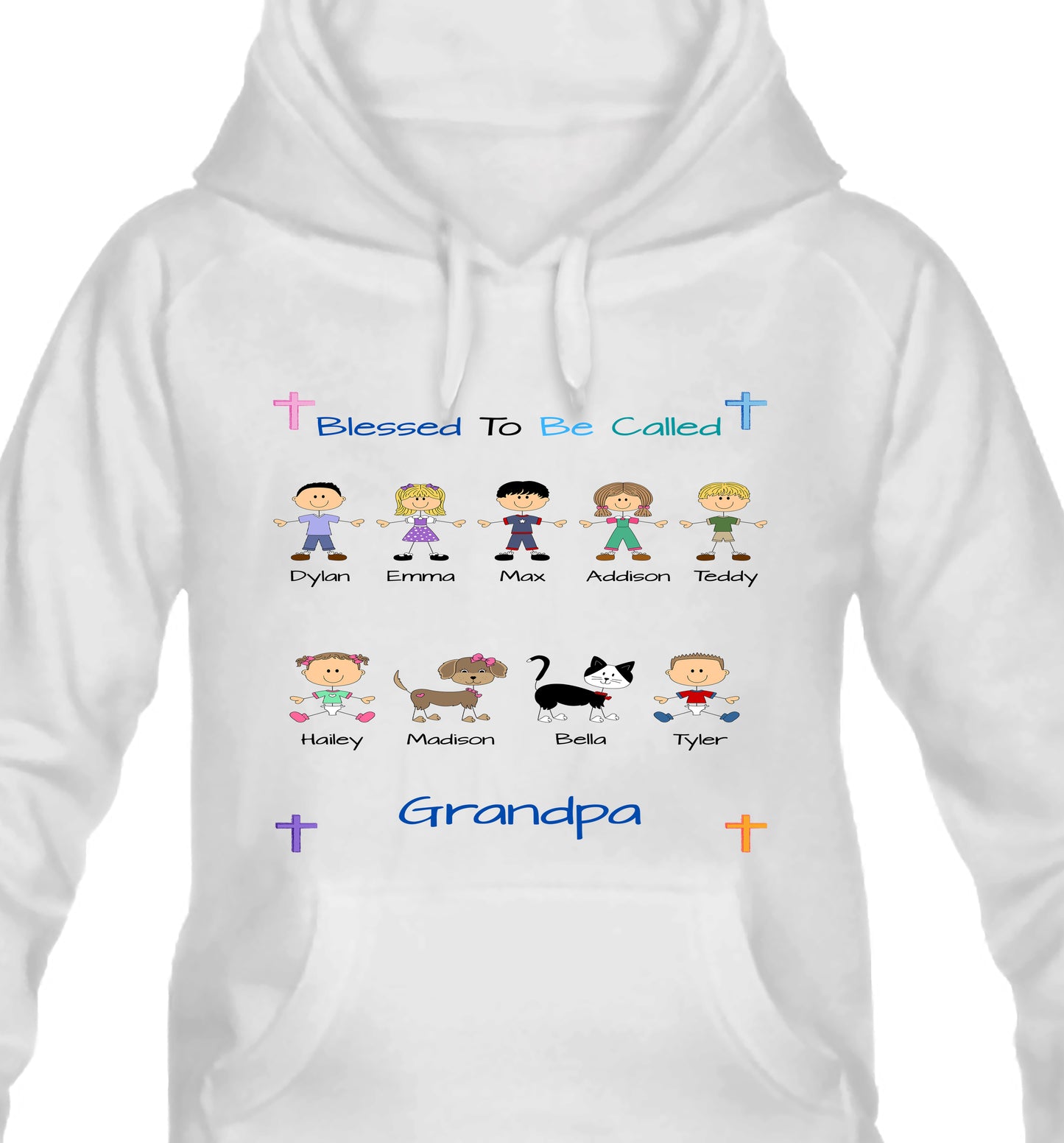 Personalized Blessed To Be Called Dog Cat Pets Grandpa, Uncle, Dad, Husband or Brother Men's & Women's Hoodie