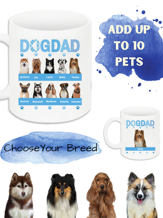 Personalized DOG DAD 11 OZ Coffee Mug 1 to 10 Pets