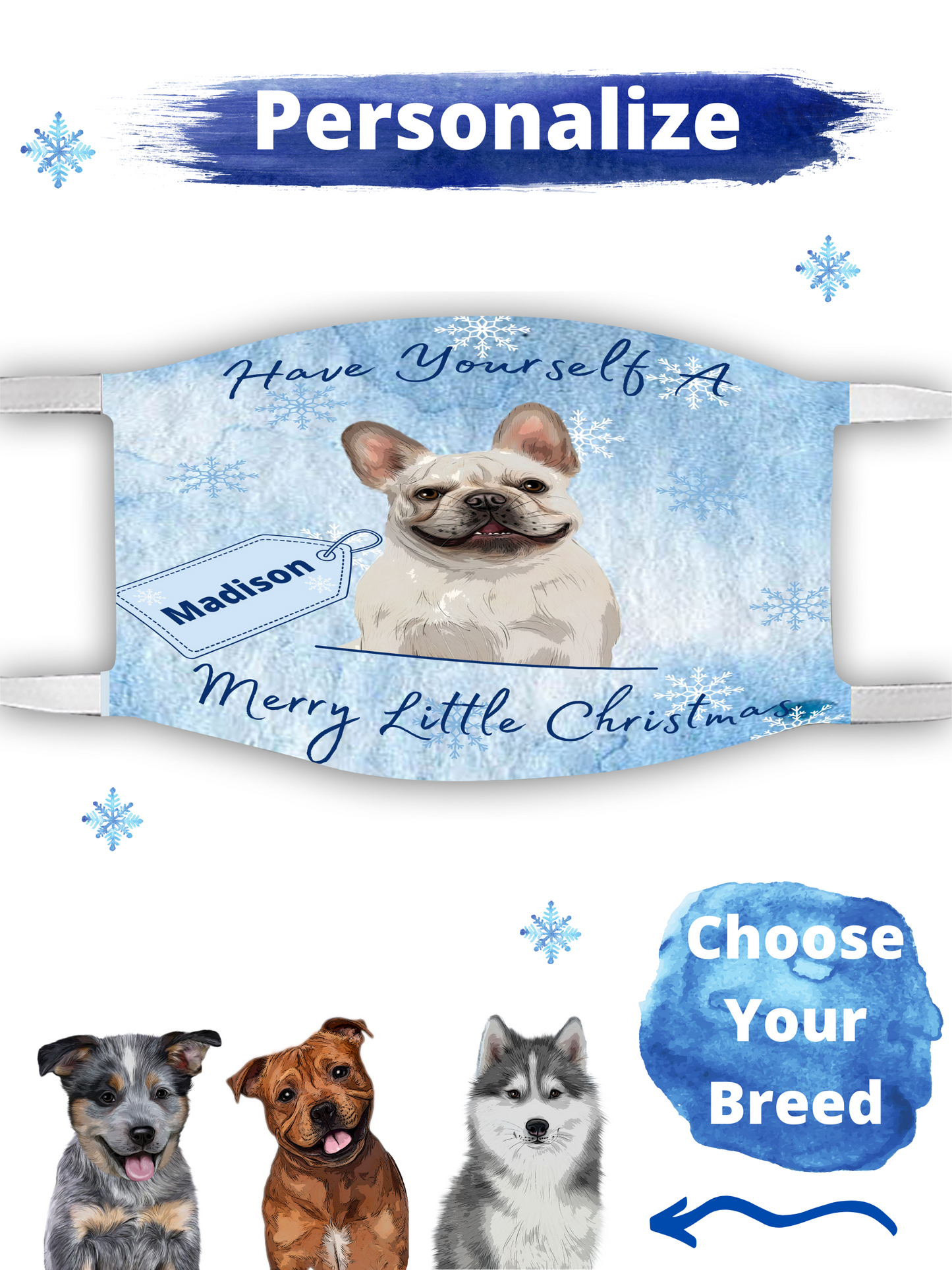 Personalized Have Yourself A Merry Little Christmas Dog Cat Pets Face Mask