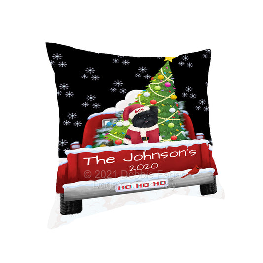 Personalized Travlin' Home for the Holidays Red Truck Affenpinscher Dog Pillow PLWPERZ148001
