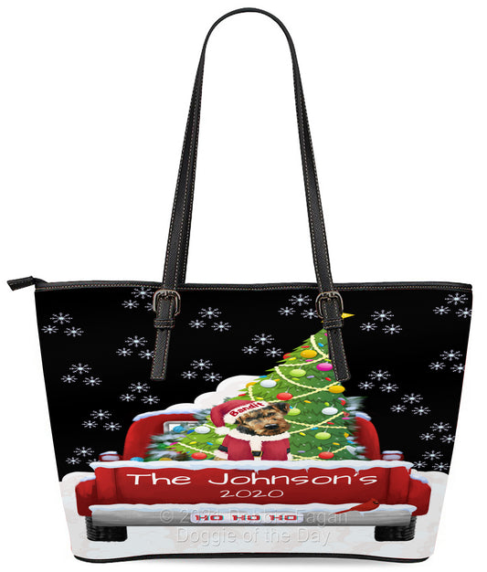 Personalized Travlin' Home for the Holidays Red Truck Airedale Dog Euramerican Tote Bag TTBPERZ48003