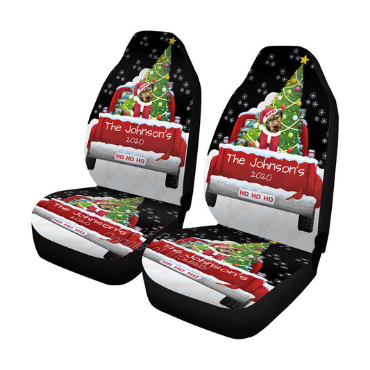 Personalized Travlin' Home for the Holidays Red Truck Airedale Dog Car Seat Covers (Set of 2) CSCPERZ148003