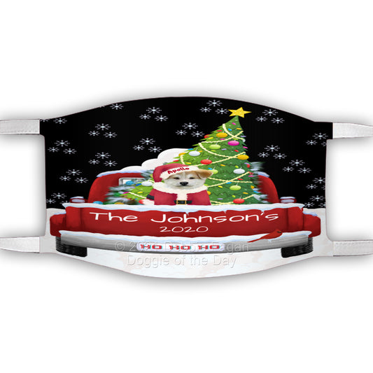 Personalized Travlin' Home for the Holidays Red Truck Akita Dog Face Mask FMPERZ48004
