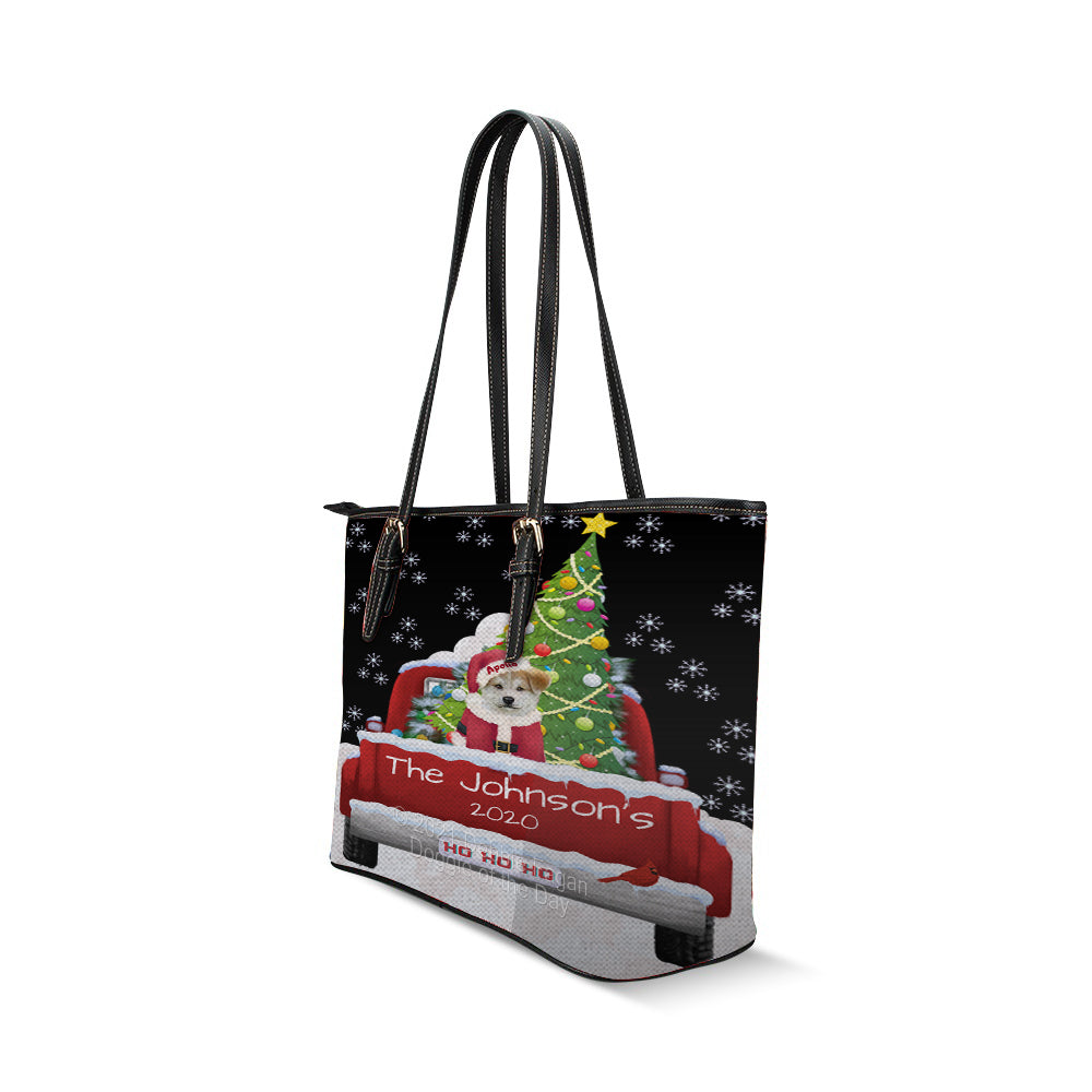 Personalized Travlin' Home for the Holidays Red Truck Akita Dog Euramerican Tote Bag TTBPERZ48004