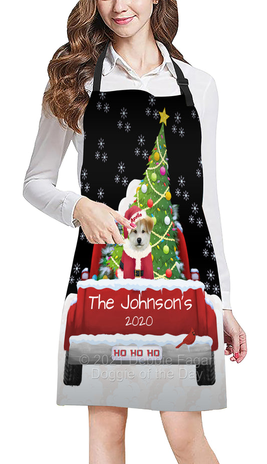 Personalized Travlin' Home for the Holidays Red Truck Akita Dog Apron APRN48004
